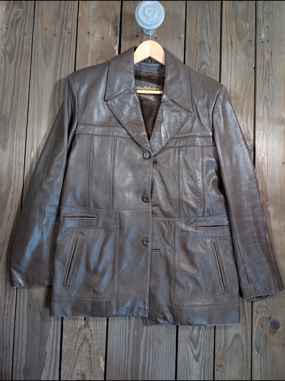 Vintage Men's Brown Leather Jacket With Liner 40